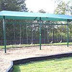 a swing set shade for a playground