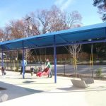 Swing set shades for a playground swing set